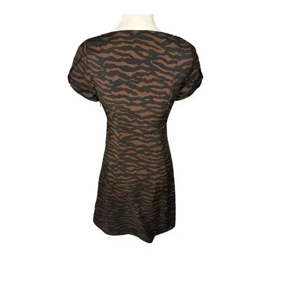 NEW Madewell Size 2 V-Neck Mini Dress in Abstract‎ Animal Print NWT - Picture 4 of 8